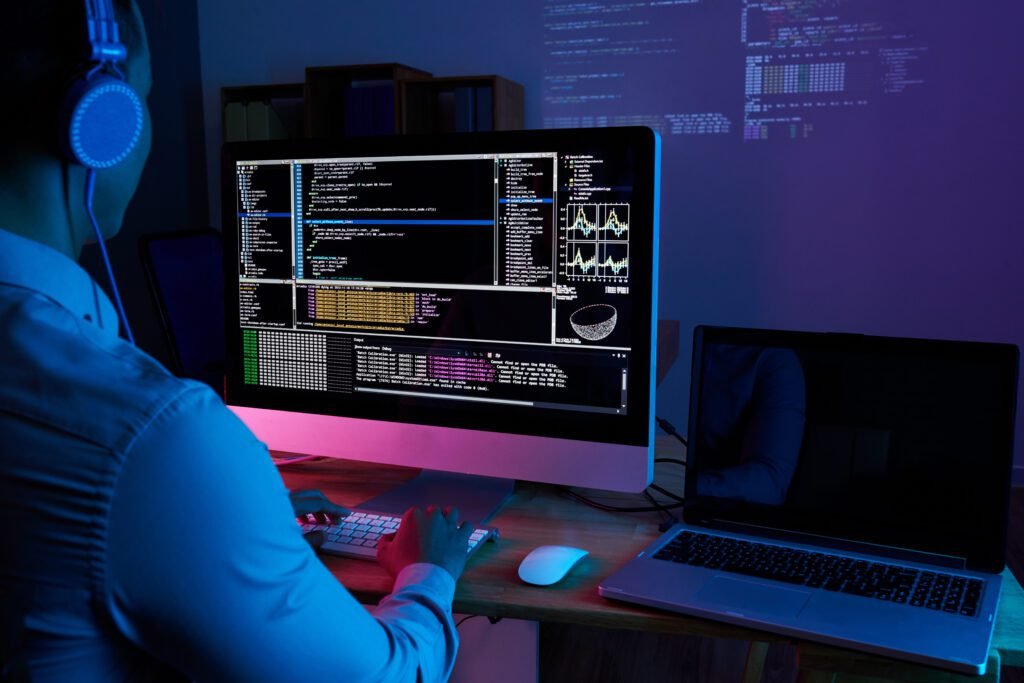 An experienced WordPress developer at Digital Tide coding a secure and scalable website with advanced plugins and custom PHP scripts