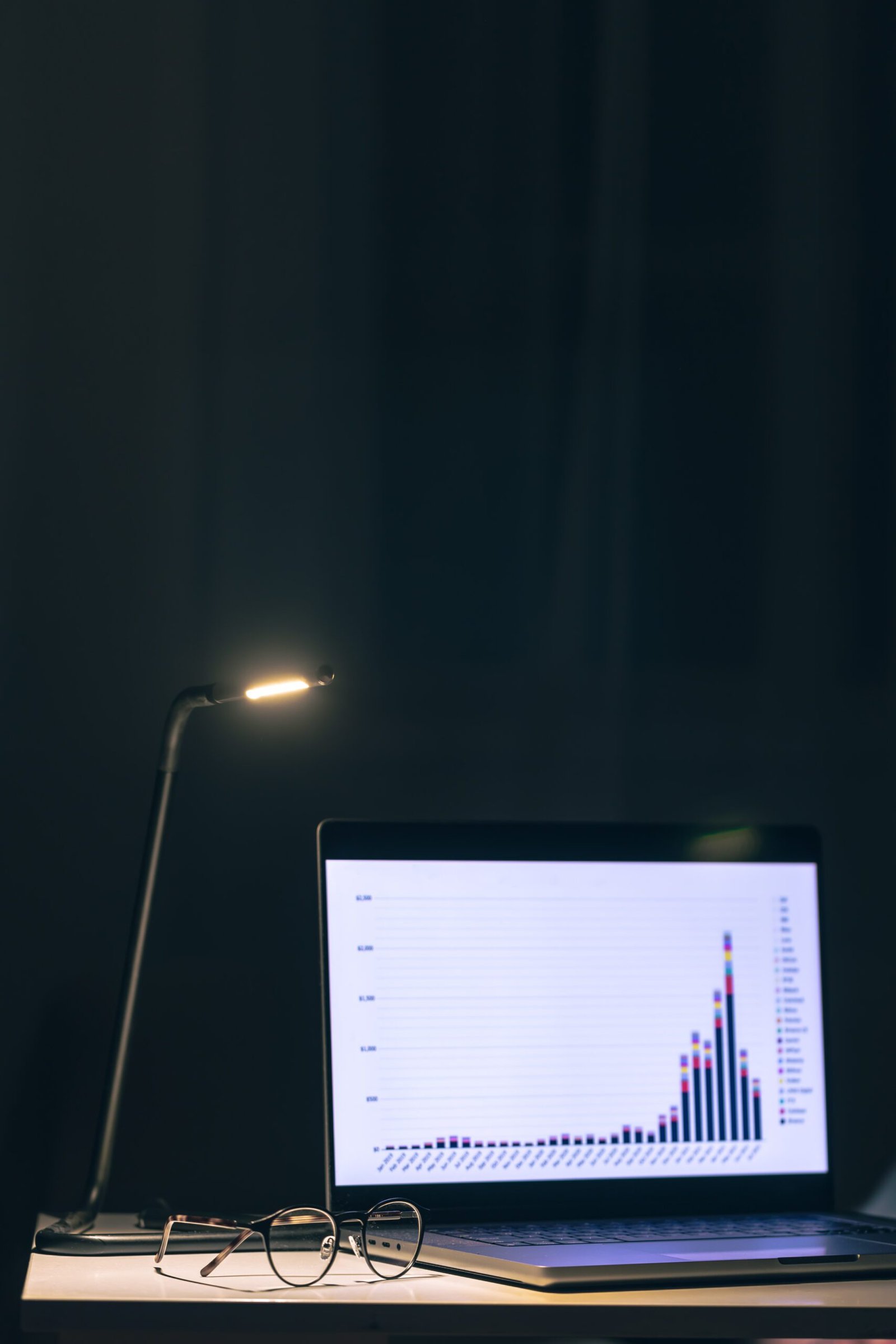 Laptop screen displaying YouTube marketing analytics and performance growth metrics